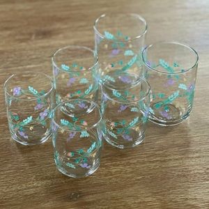 Vintage Pfalzgraff “April” Floral Juice Glasses Drinking Glasses Set of 6